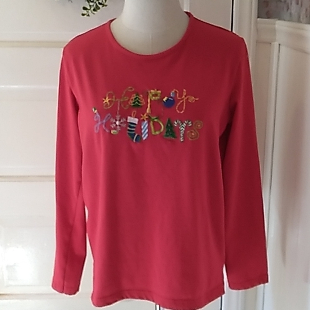 Madison Taylor medium Happy Holidays Christmas shirt